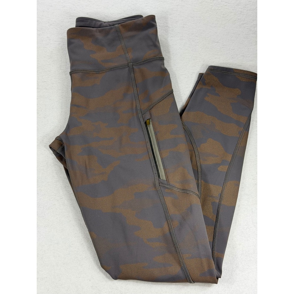 Athleta Rainier Reflective Tight Camo Print Leggings Brown Grey Womens Small